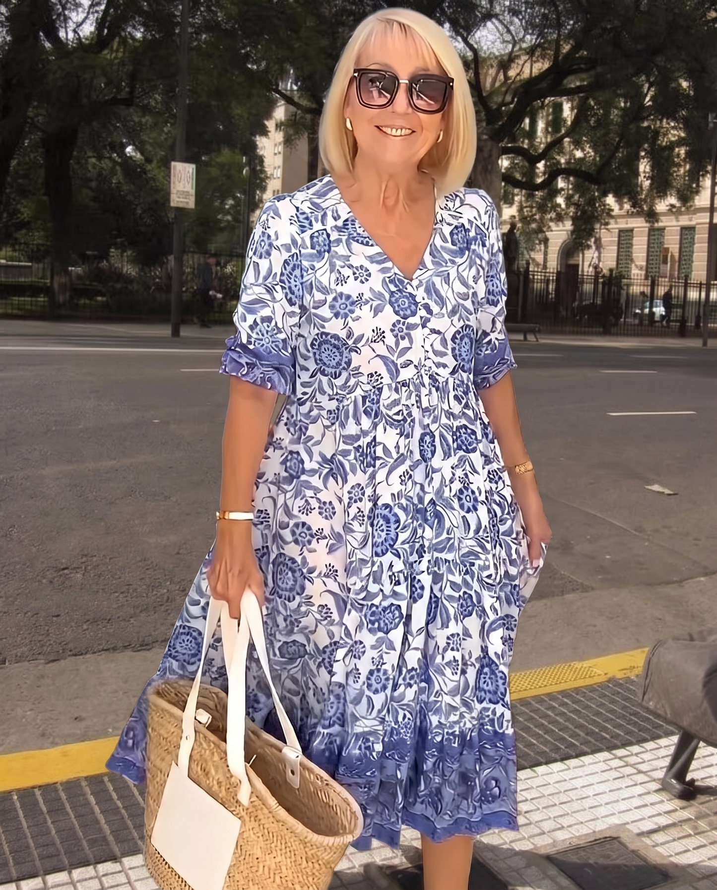 Pilar | Vestido Midi Floral con Escote en V