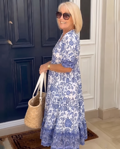 Pilar | Vestido Midi Floral con Escote en V
