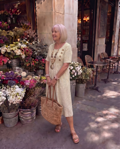 Marina | Vestido Midi de rayas con corte favorecedor